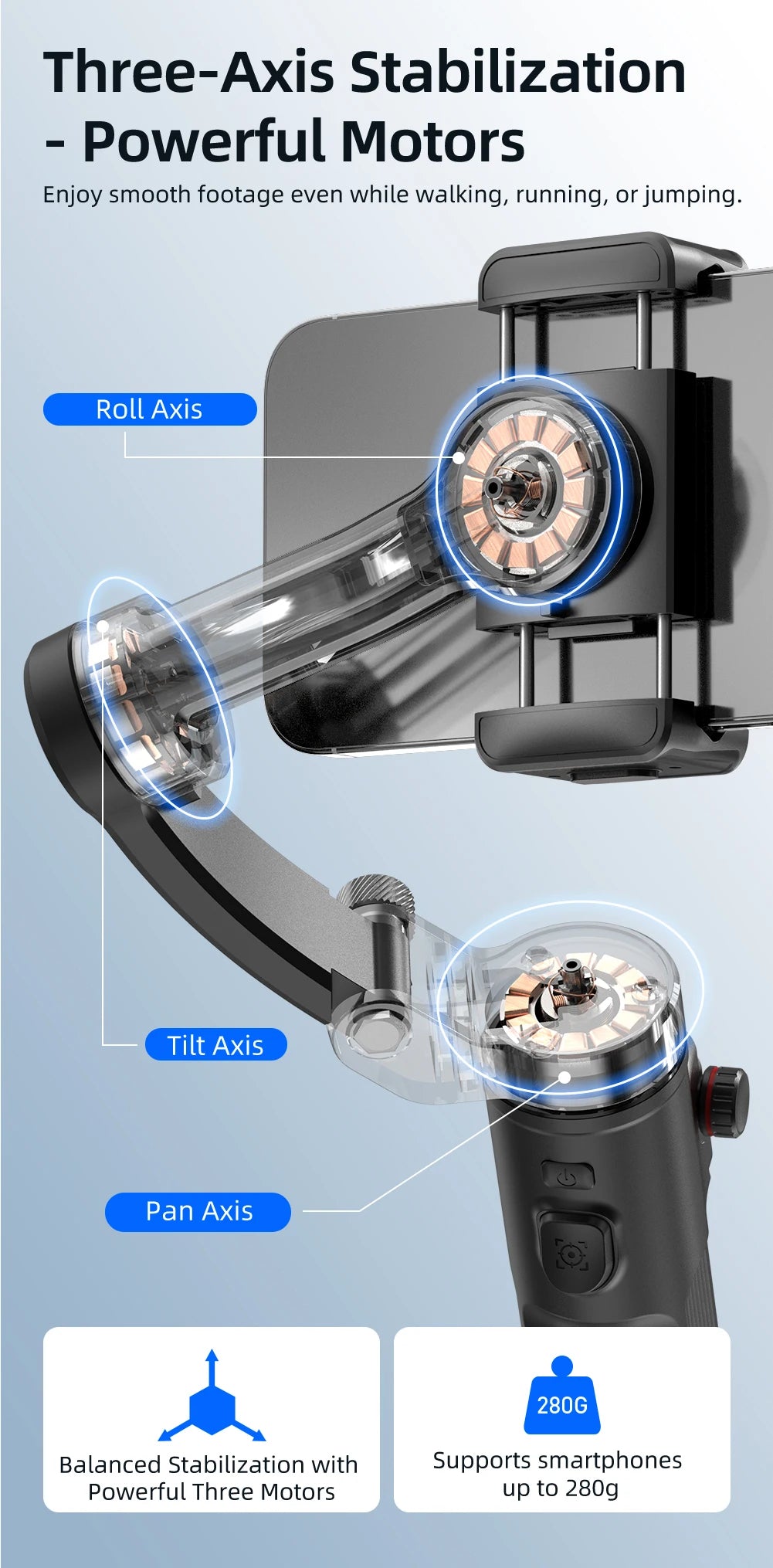 M02 New 3-Axis Handheld Gimbal Stabilizer for Smartphone with Wireless Remote for iPhone Android Phone Face Tracking Tiktok Vlog