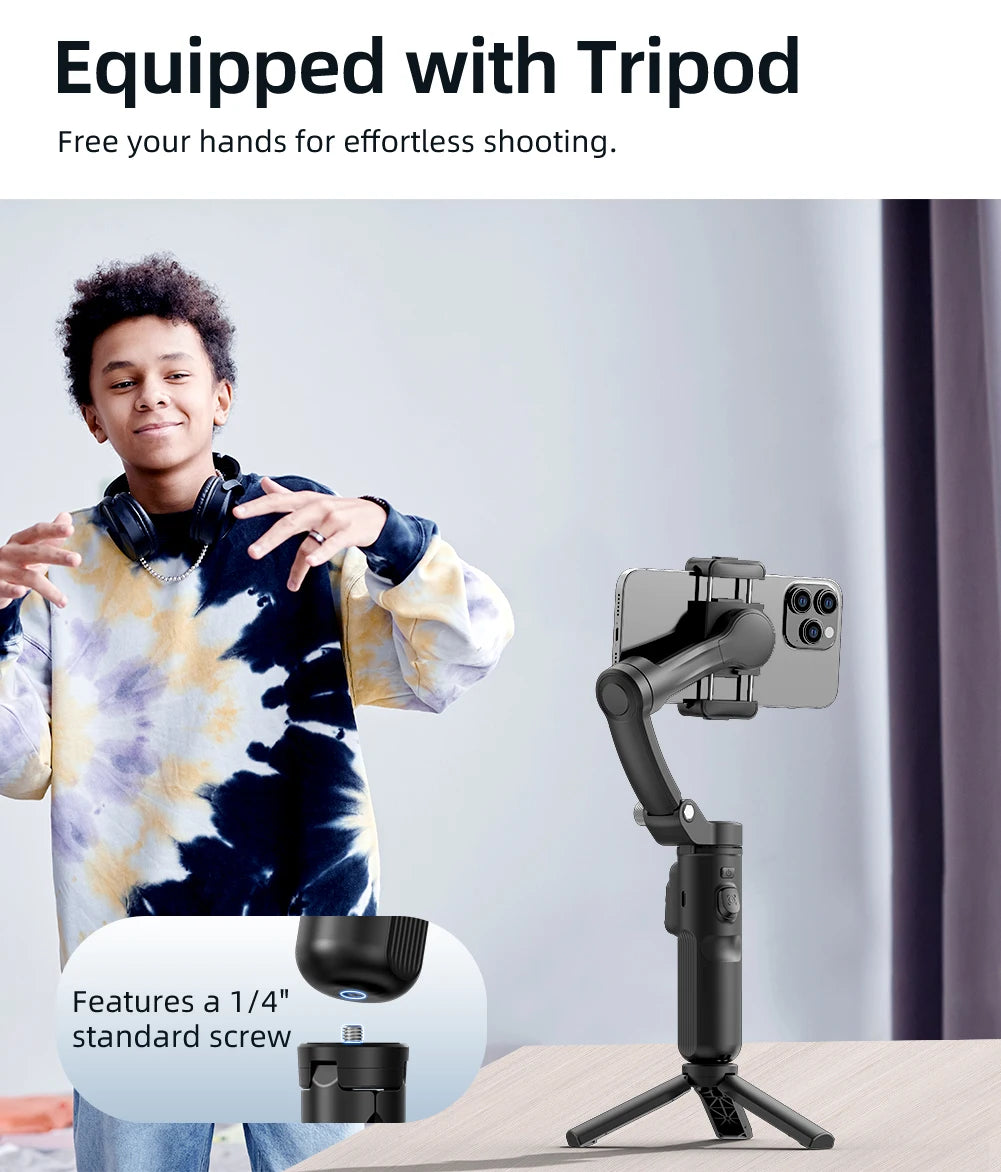 M02 New 3-Axis Handheld Gimbal Stabilizer for Smartphone with Wireless Remote for iPhone Android Phone Face Tracking Tiktok Vlog