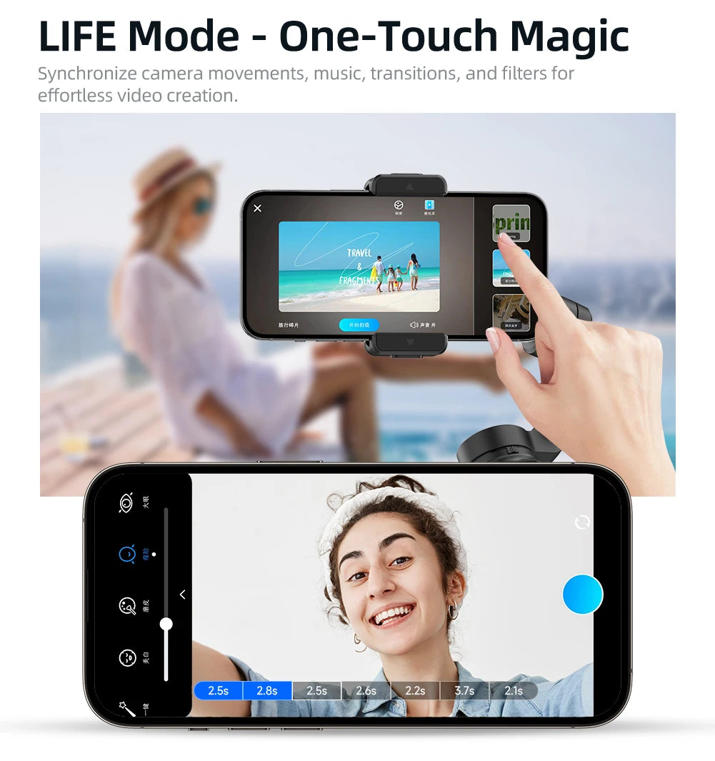 M02 New 3-Axis Handheld Gimbal Stabilizer for Smartphone with Wireless Remote for iPhone Android Phone Face Tracking Tiktok Vlog